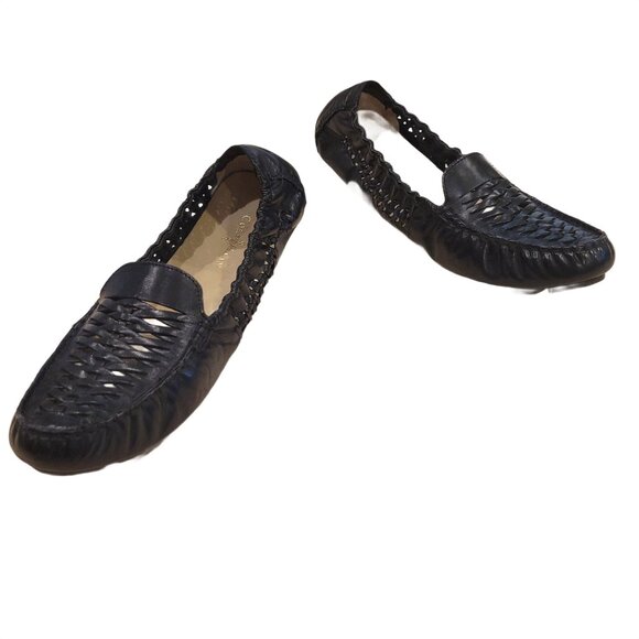 Cole Haan Women's Sadie Huarache Black Leather Flats, Size 11, New w-box - Picture 1 of 7